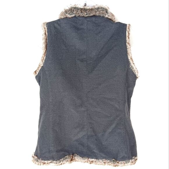 J. JILL Faux Fur Trim Charcoal Gray Vest Size Small - Picture 3 of 8